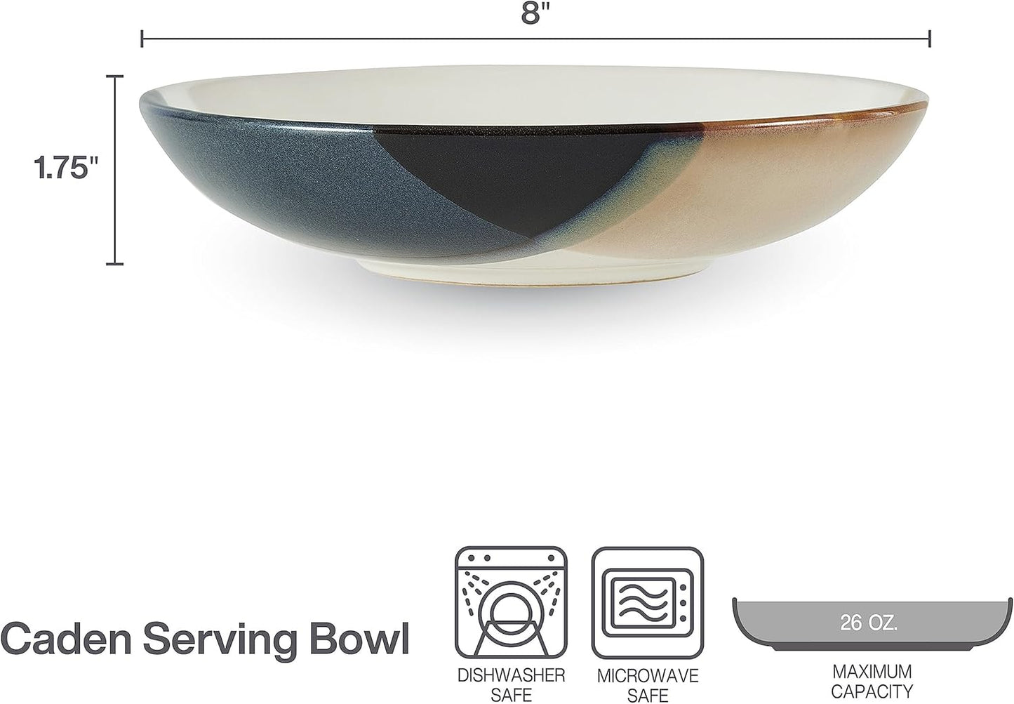 Gourmet Basics by Mikasa Caden Set of 4 Pasta Bowls, 8 Inch