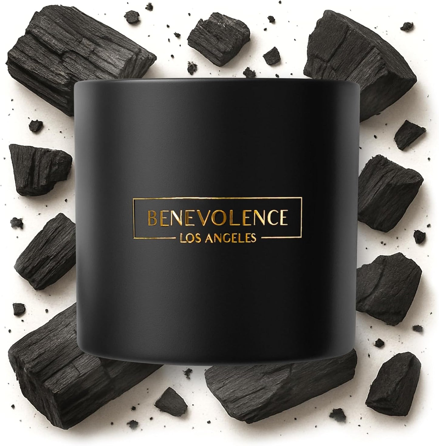Benevolence LA 3 Wick Candle, Charcoal Large Scented Candle | Soy Candles | Gifts for Women and Men | Home Fragrance | Aromatherapy | Bathroom Freshener 14.5 Oz, 45 Hour Burn