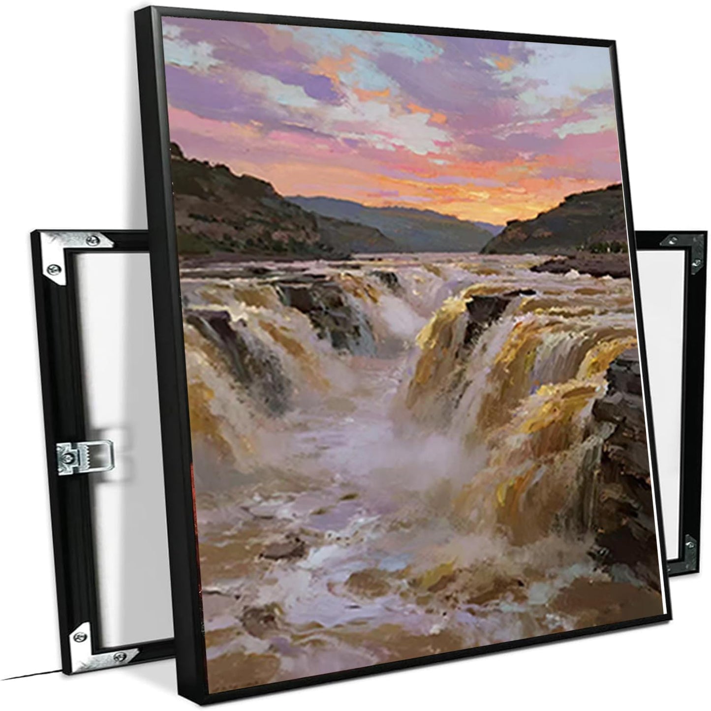 The surging waterfall scenery in the canyon is suitable for posting in the living room bedroom and office landscape posters