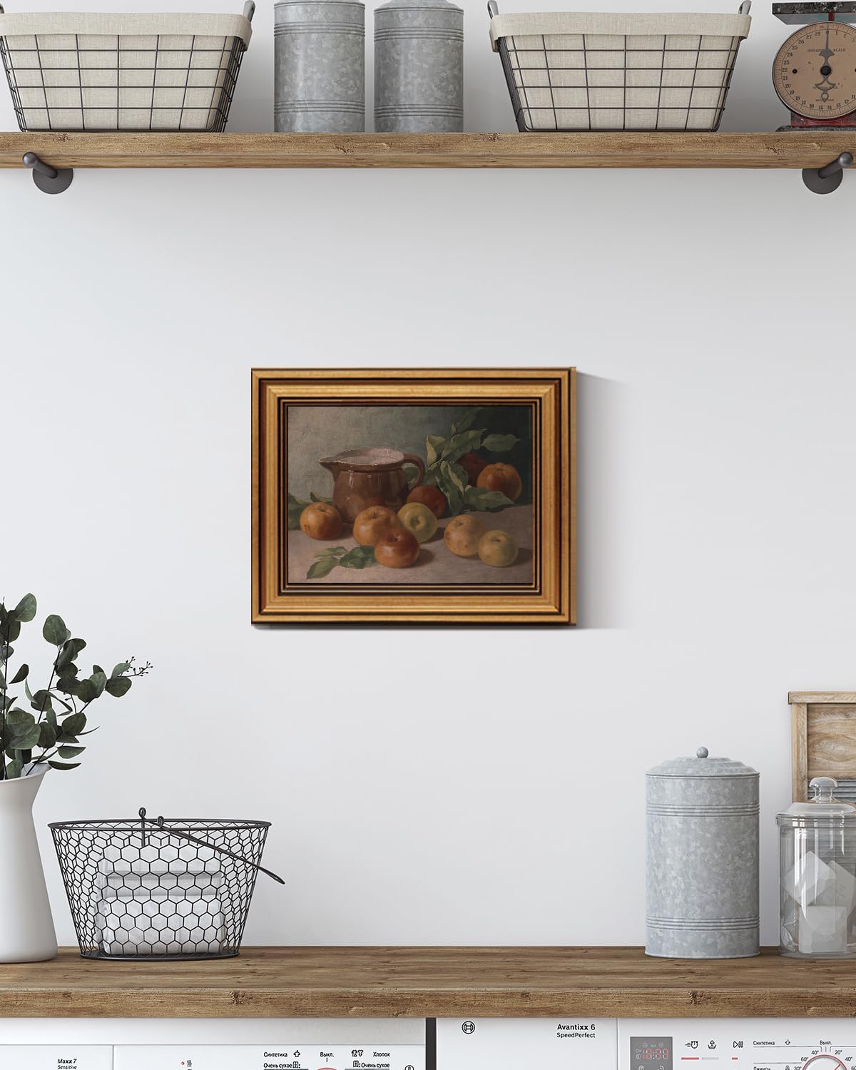 HUARCEY Gold Framed Vintage Wall Art for Living Room Harvest Apples Still Life Oil Painting Artwork Shelf Decor Abstract Picture Canvas Print Farmhouse Fruit Wall Decor Bedroom Kitchen Bathroom 8"x10"