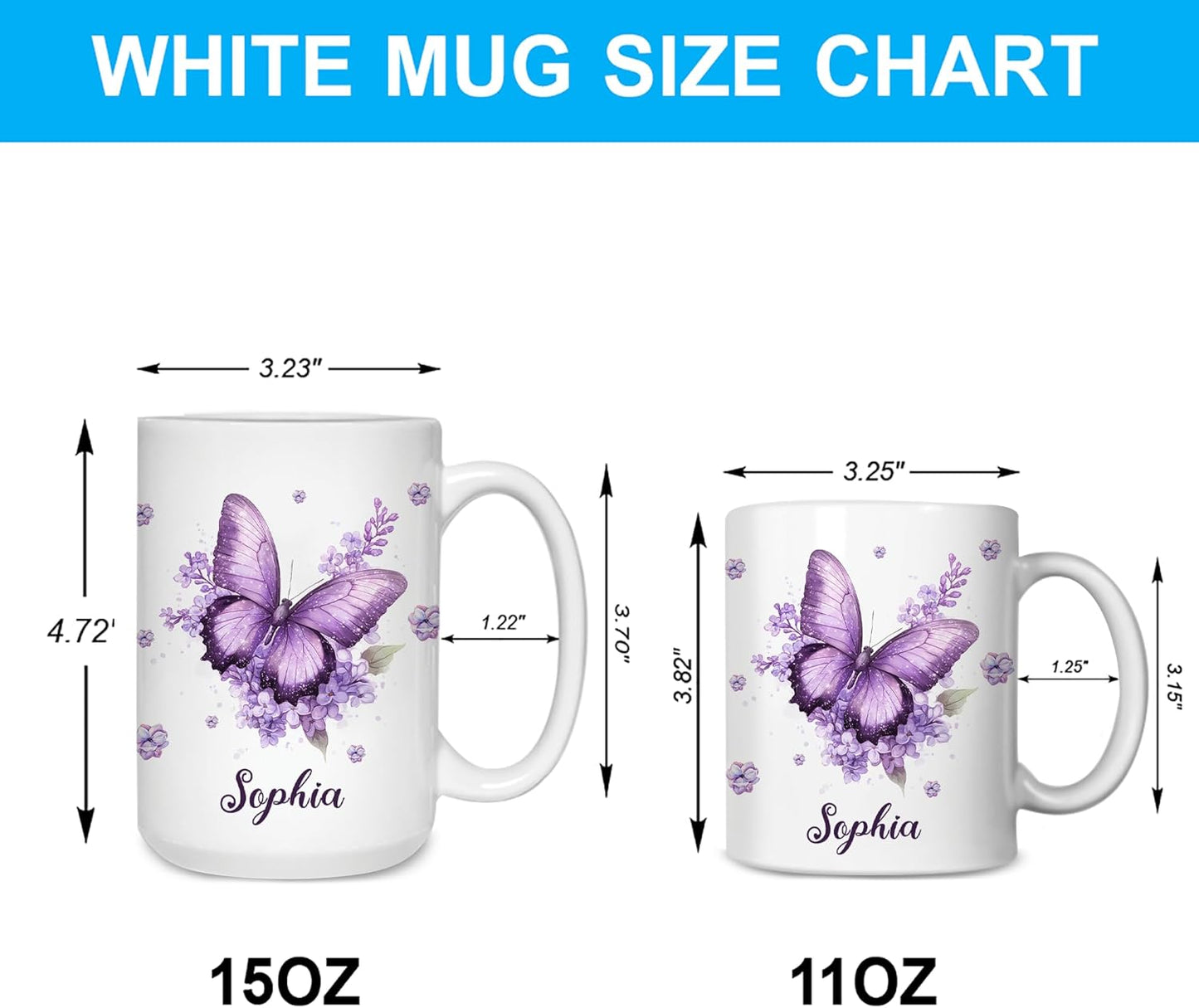 Hyturtle Personalized Purple Inspirational Butterfly Mug - Butterfly Gifts For Women - Animal Gift For Bird Lover Her - Bird Gifts For Mom on Mother Day - Custom Coffee Cup Ceramic Mug 11 Oz 15 Oz