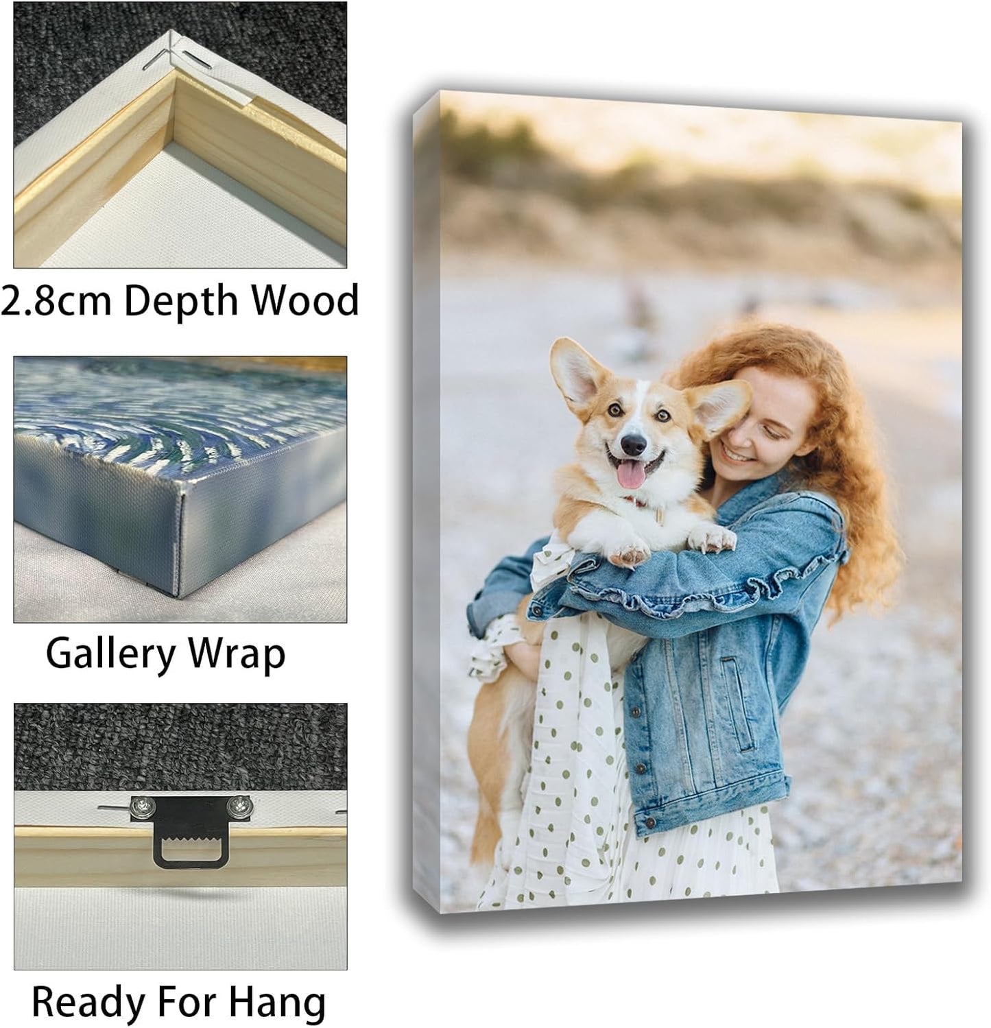 Custom Canvas Prints with Your Photos (16x20, Framed Canvas) Custom Wall Art Personalized Canvas Pictures for Pet/Family Gifts for Mom/Men/Women