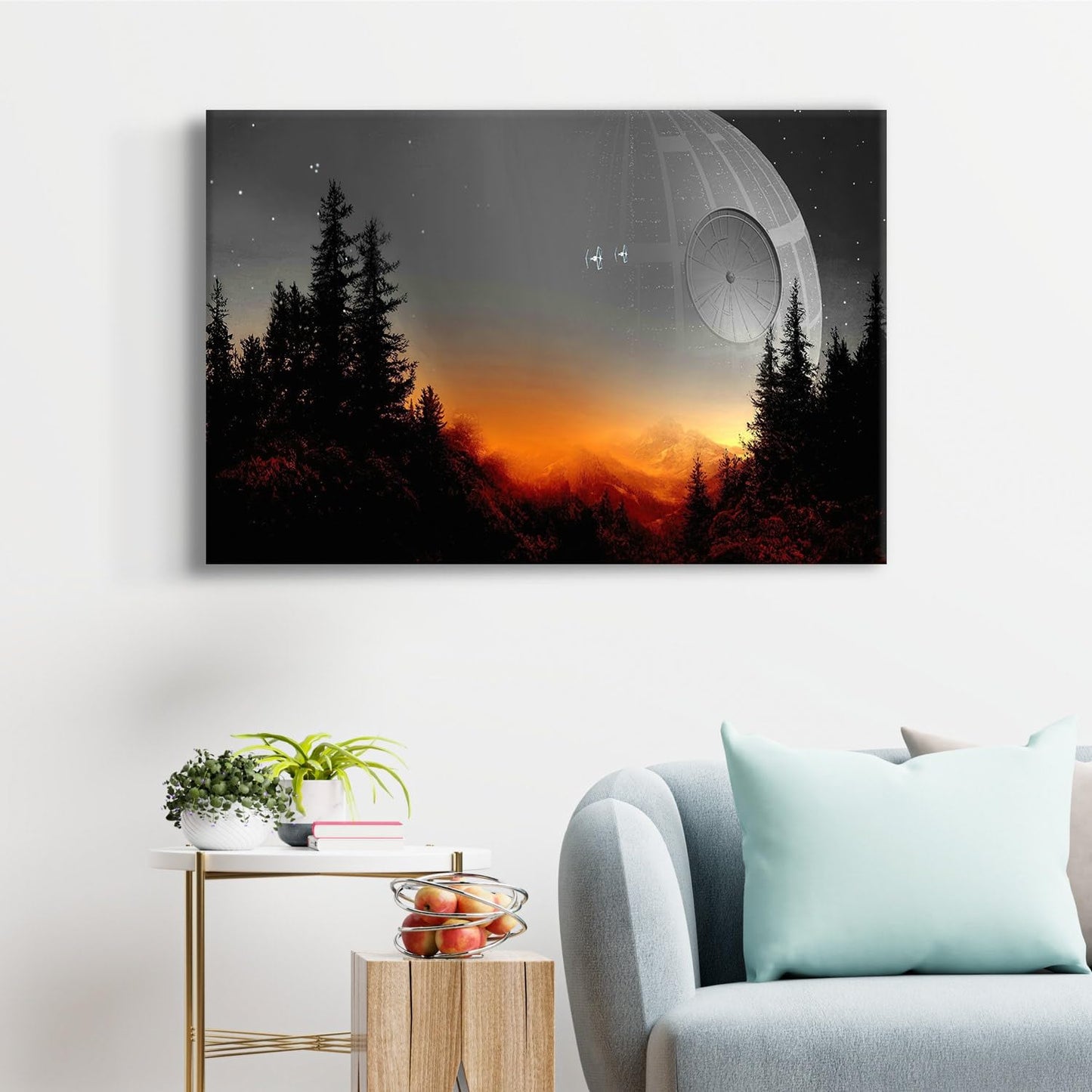 Death Star Inspired Canvas Print Wall Art | Futuristic Space Station Artwork | Smooth Surface Home Decor – Various Sizes (36in x 24in Gallery Wrapped)
