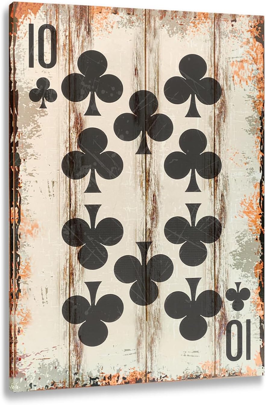 Poker Canvas Wall Art Print Ten of clubs Game Room Wall Art Print Wall Decor Prints Poster With Framed