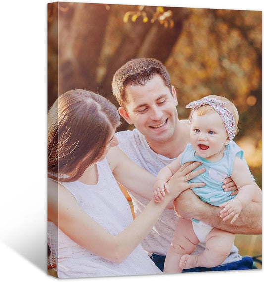 Custom Canvas Prints with Your Photos- Personalized Print Canvas Pictures, Custom Wall Art Gift for Living Room, Bedroom, Wedding Family Baby Pets Framed 14 x 11 inche