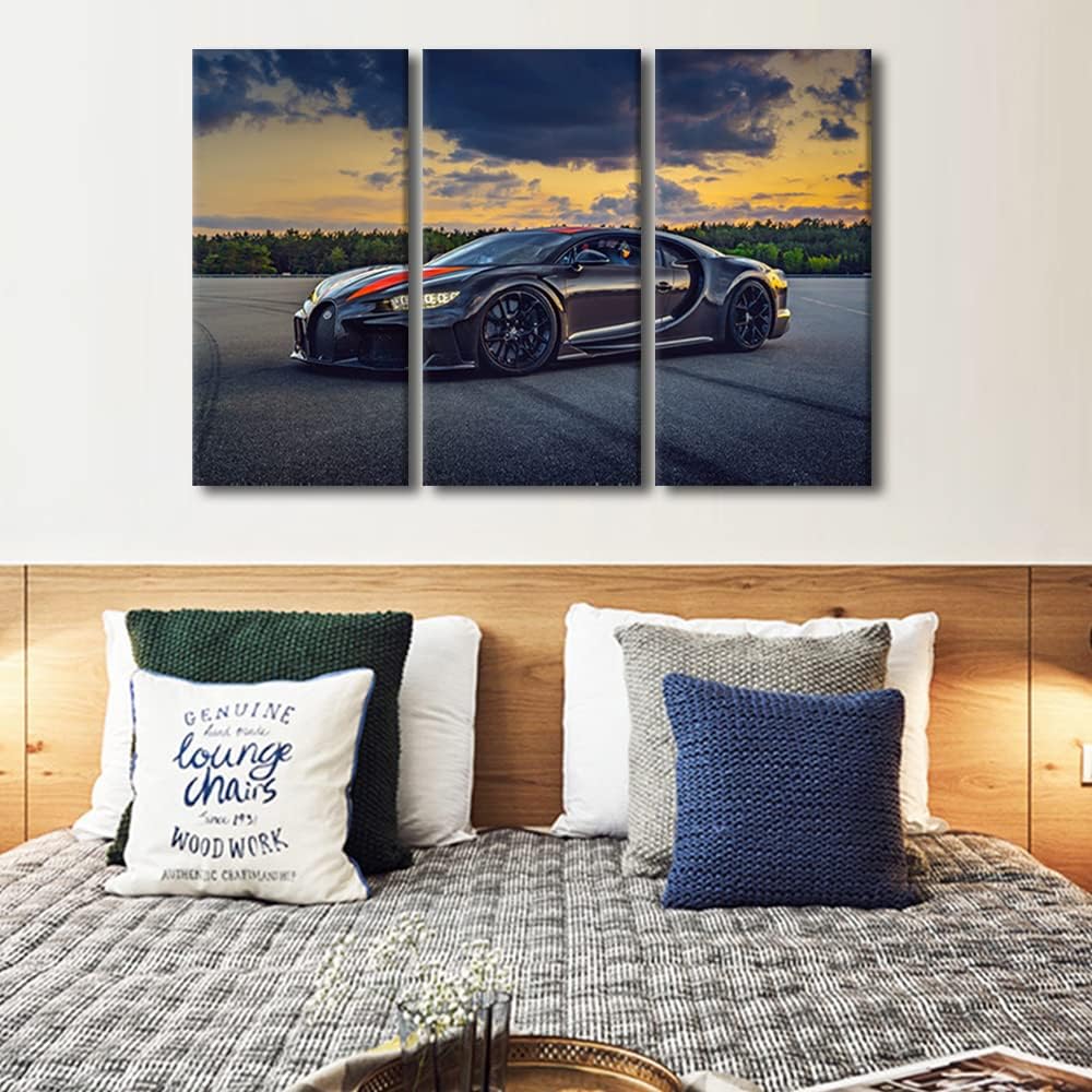 TUMOVO Supercar Poster Decor Canvas Wall Art Painting Sports Car Under Dark Clouds Wall Decor for Living Room Pictures Print on Canvas Framed Modern Artwork for Home Bedroom Decorations, 36" Wx24 H