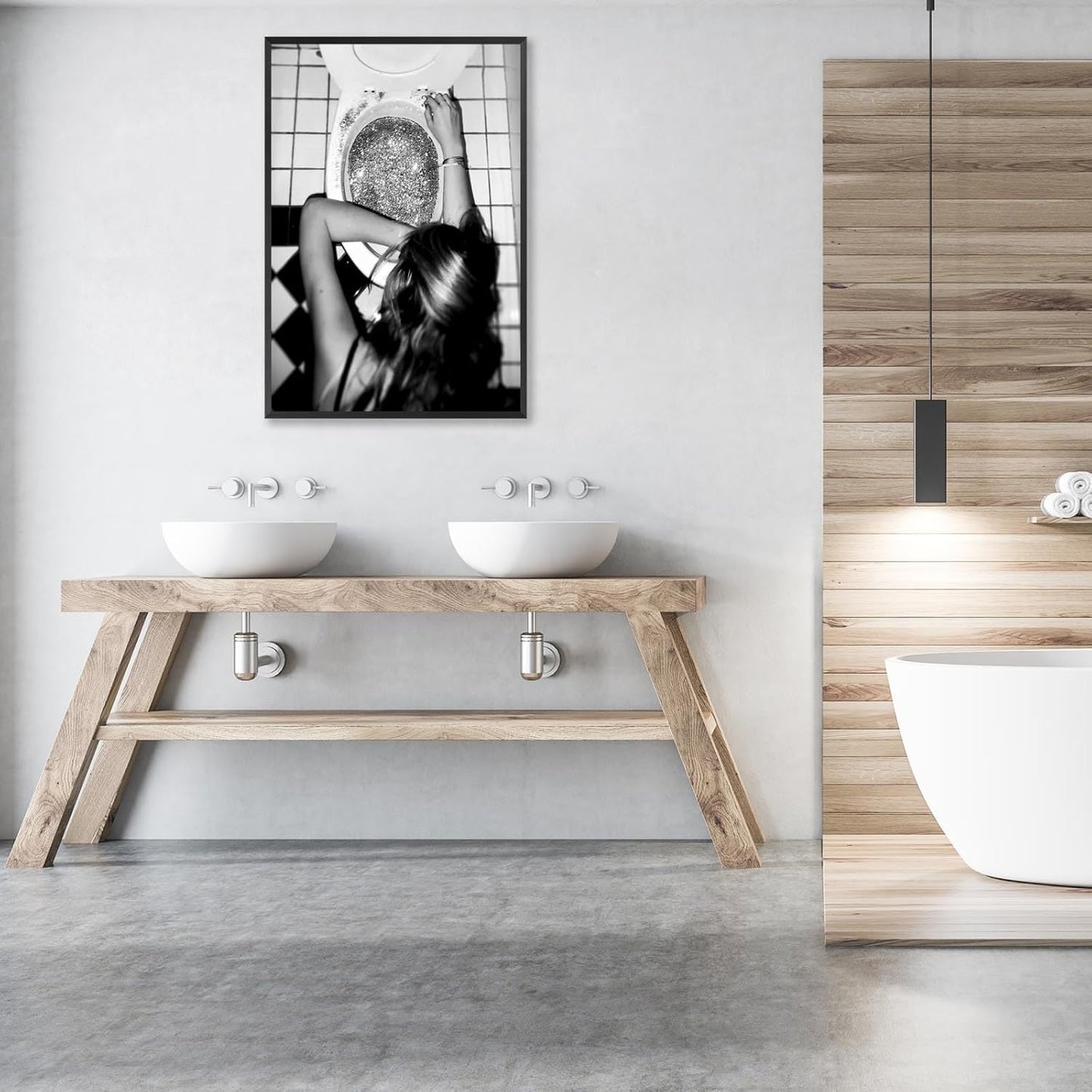 Funny Bathroom Wall Art Black and White posters Bar Disco Party prints painting Girls Bathroom Canvas wall art Funky aesthetics Teen Girl Bedroom wall decor for 24x36in Framed