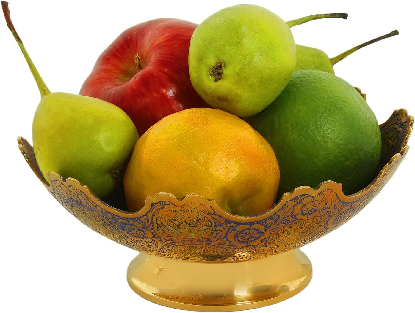 Brass Decorative Dry Fruit Bowl Multipurpose Serving Bowl carving Work - Size- 7" Beautiful Blue Color Peacock design Kitchenware Gift