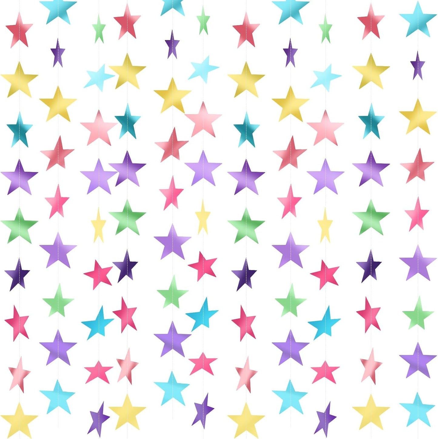 Patelai Glitter Star Garland Banner Decor 130 Feet Star Hanging Bunting Banner Twinkle Backdrop for Homecoming Classroom Wedding Birthday Halloween Christmas Party Supplies(Macaron Color)