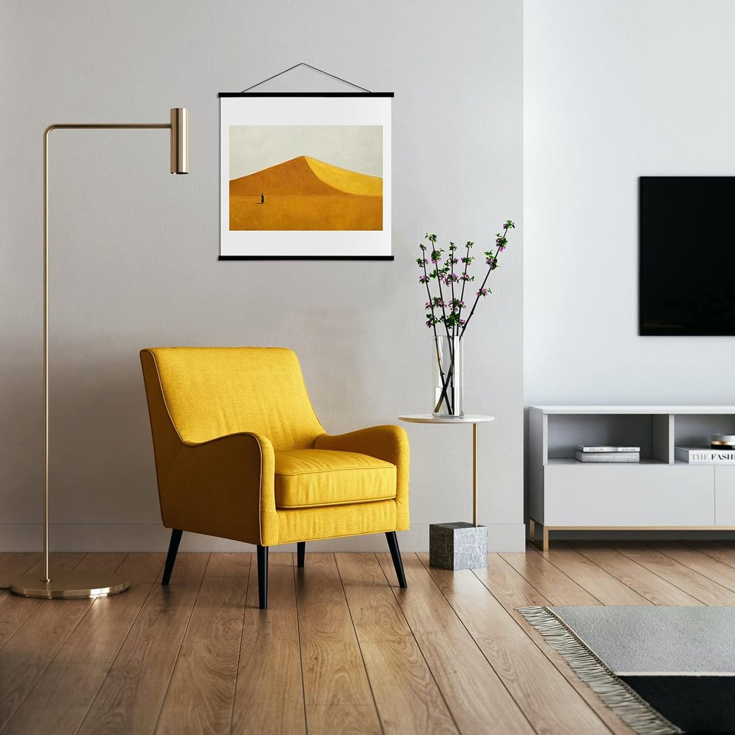 FALAMON Magnetic Poster Hanger Frame, 13x19 13x18 13x17 Teak Wood Magnet Poster Frame for Posters, Prints, Photos, Pictures, Maps, Scrolls, and Canvas Artwork(Black, 13")