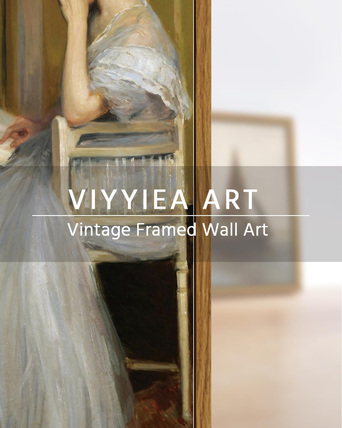 VIYYIEA Framed Canvas Wall Art Home Decor Portrait Art for Living Room Women Reading Pictures Bedroom Bathroom Wall Decor Mid Century Lady Oil Painting Room Decor Vintage Prints Aesthetic 12x16in