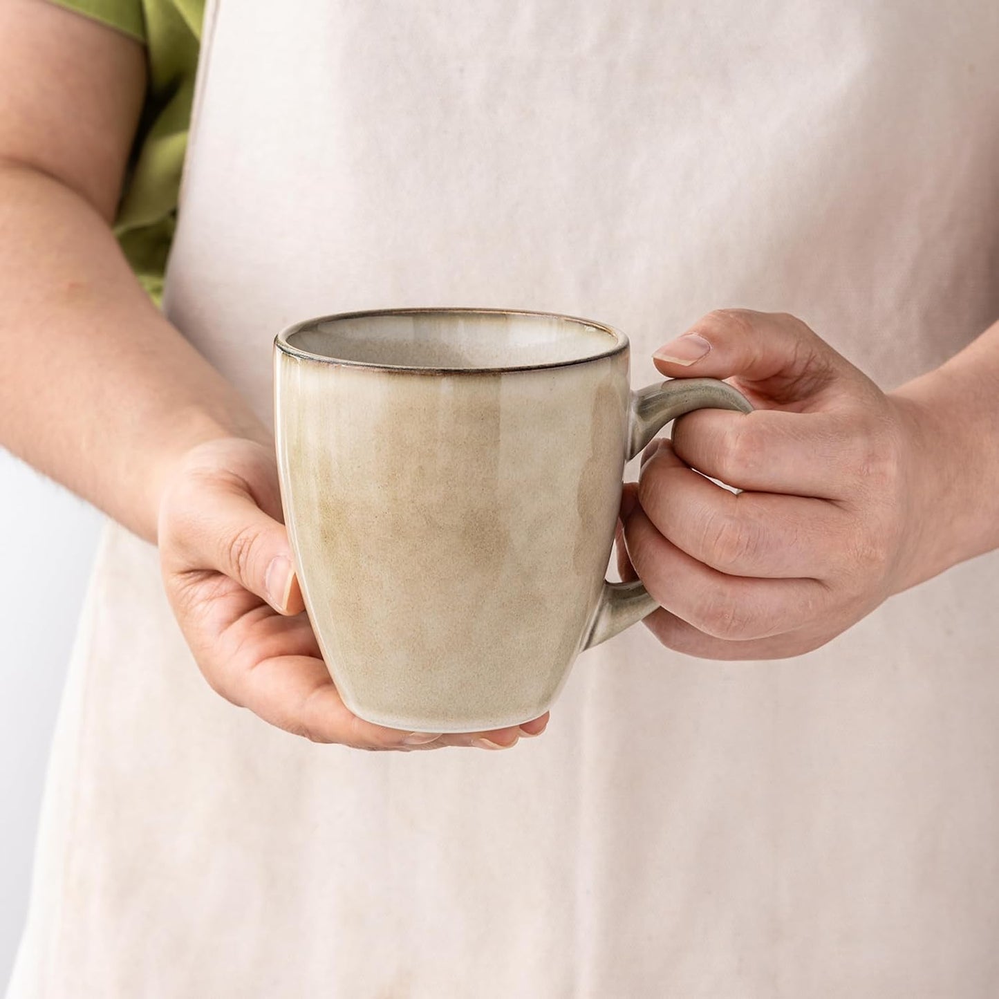 GBHOME Ceramic Coffee Mugs Set of 4, 12oz Stoneware Coffee Mugs Set For Dad Mom Women MEN, Light Weight Ceramic Coffee Cups for Latte/Tea/Beer/Hot Cocoa, Dishwasher & Microwave Safe,Cappuccino