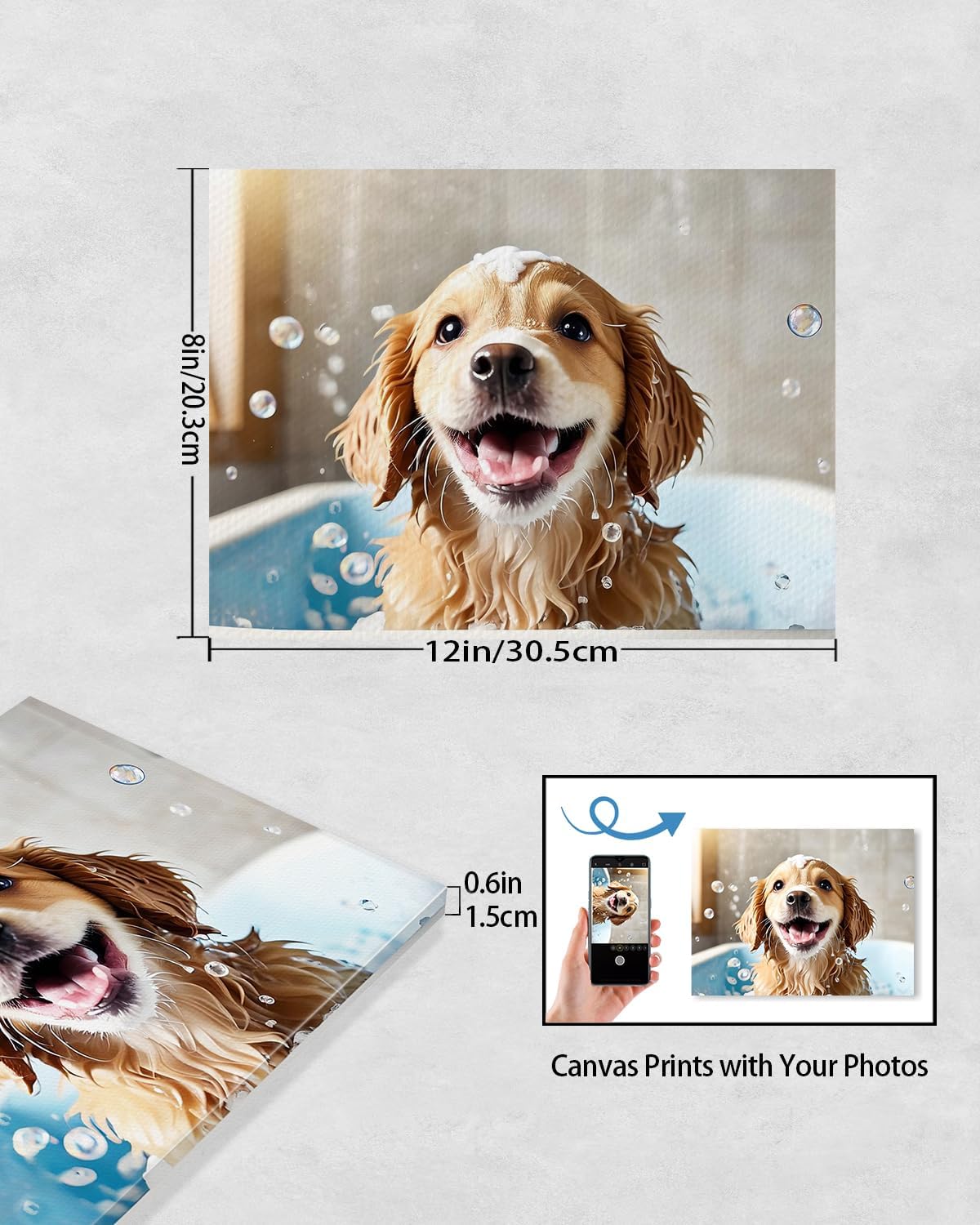 AbcCustomize Canvas Prints with Your Photos, Personalized Photo To Canvas Print for Bedroom, Living Room, Farmhouse Office Decor,Custom Canvas Wall Art for Gifts & Keepsakes, Ready to Hang