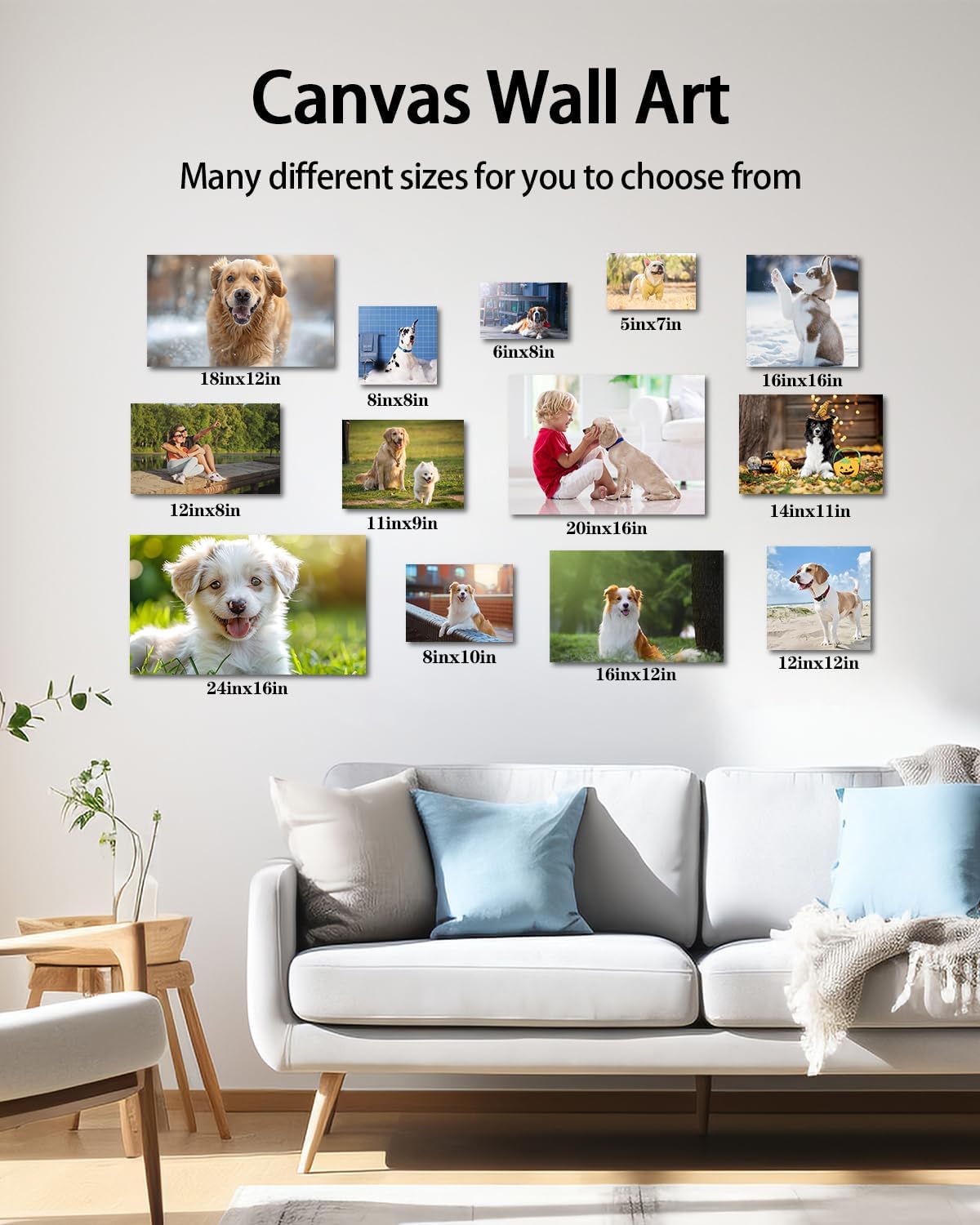 AbcCustomize Canvas Prints with Your Photos，Custom Canvas Wall Art for Bedroom, Living Room, Farmhouse Decor，Personalized Gifts Canvas Prints for Family，Friend，Lover，Pet