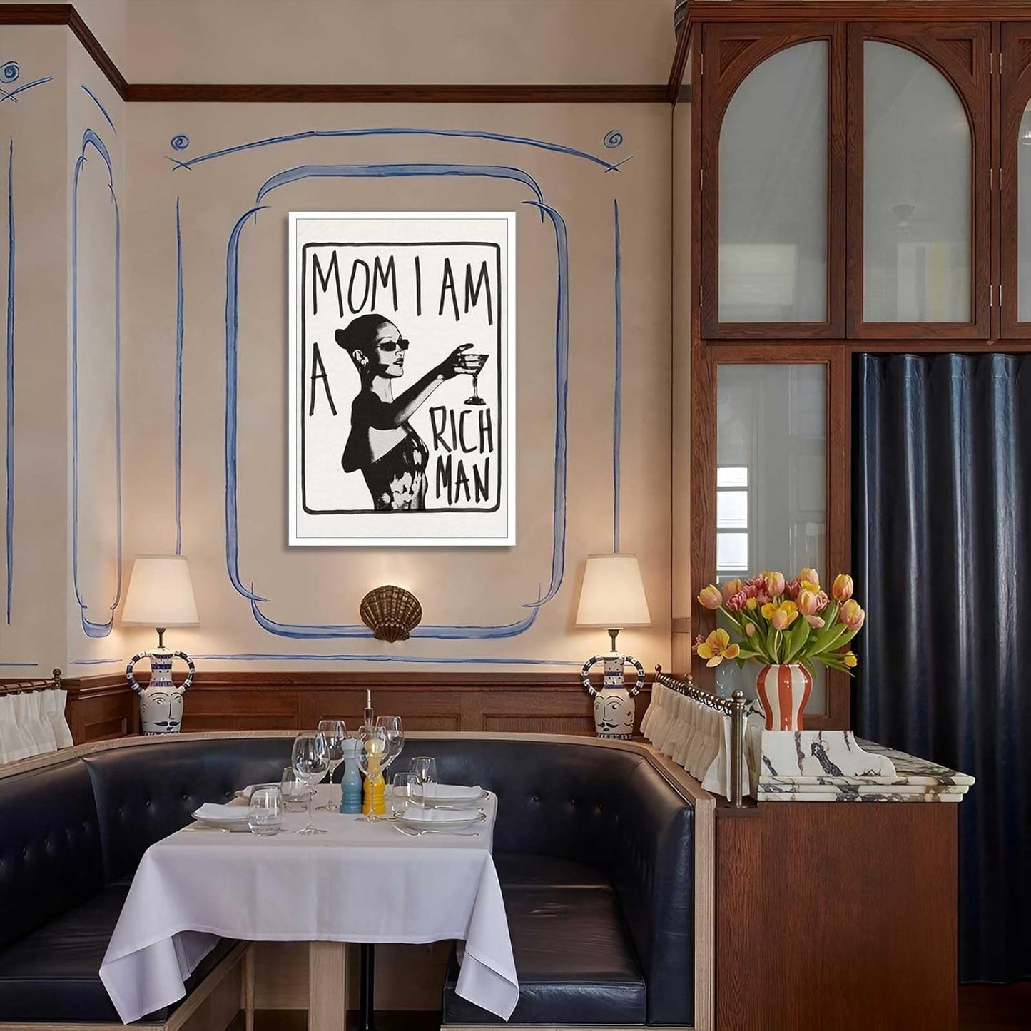 Liyark Mom I Am A Rich Man Aesthetic Retro Music Goblet Poster Feminist canvas Wall Art Vintage Bar Cart Wall Decor Preppy Dorm Decor Unique Wall Art prints painting 12x16in Unframed