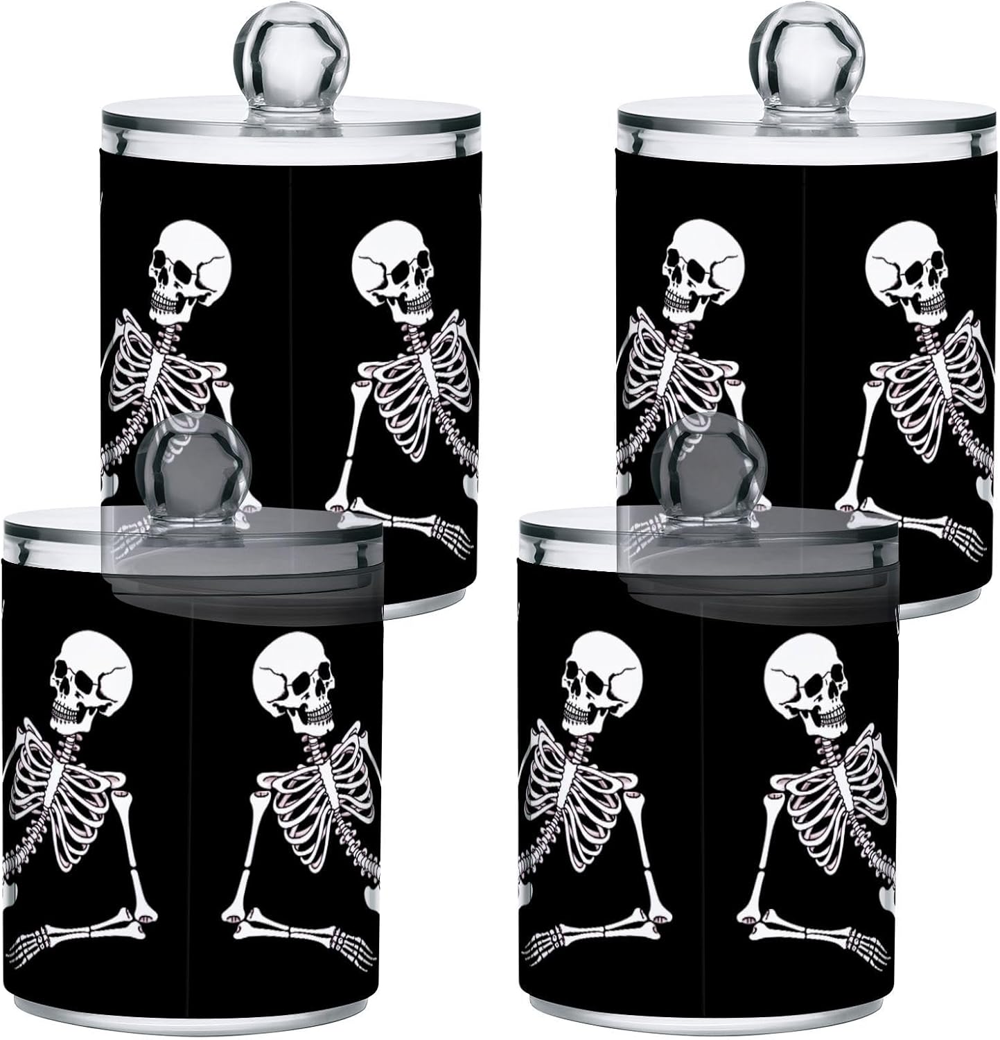 Halloween Skull 2PC Airtight Transparent Glass Storage Jar, Food Storage Container Glass, Can Store Candy, Salt, Coffee Beans, With lid, Easy To Use…