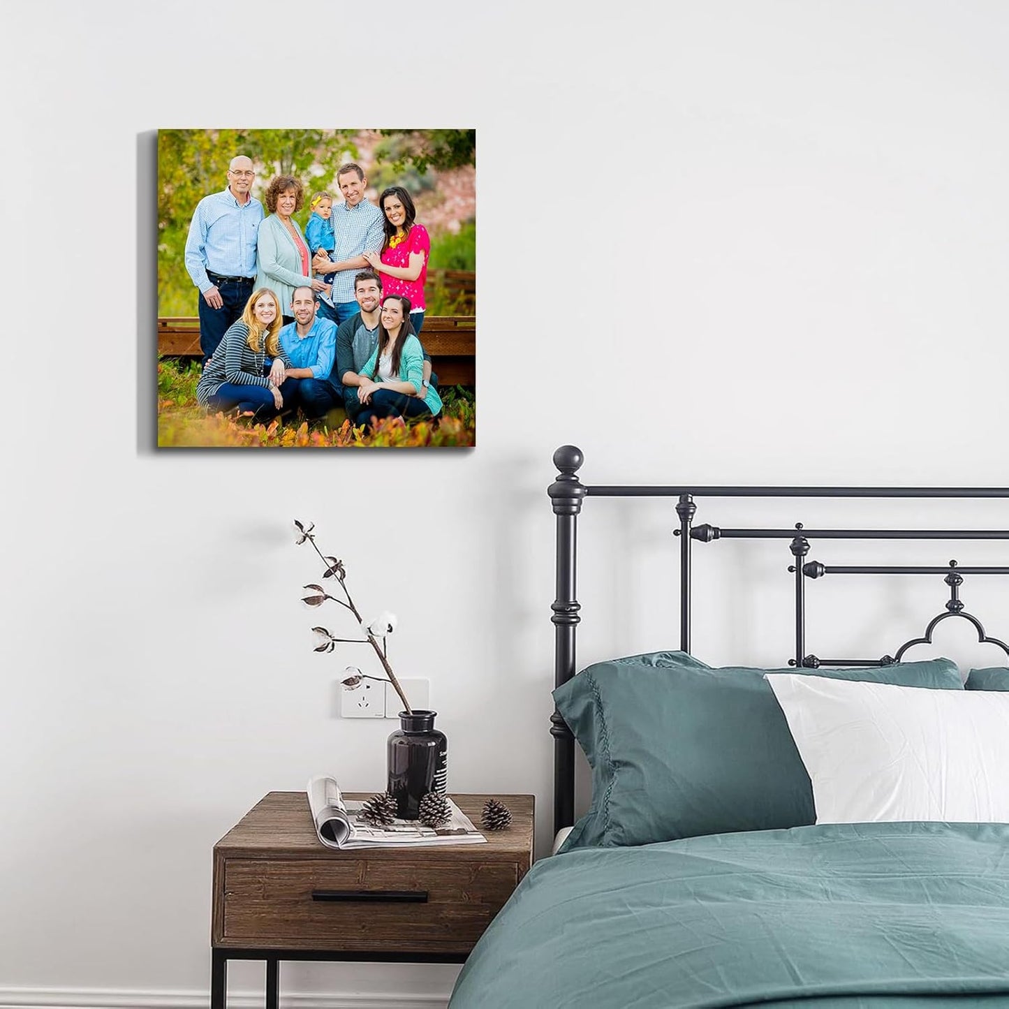 Wewejia Custom Canvas Prints with Your Photos for Family, 12x12inch Personalized Canvas Picture Wall Prints Best Custom Wall Decor for Living Room Bedroom Dining Room Office Easy to hang