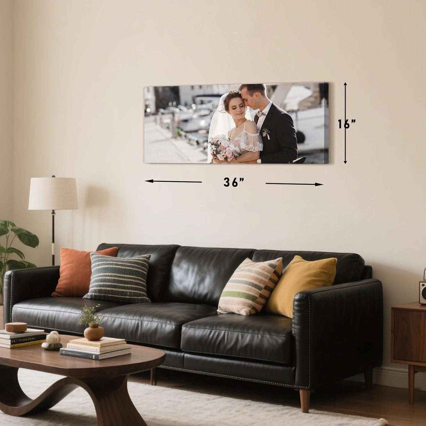 Personalized Custom Canvas Prints with Your Photos & Text, Customized Picture Print, Transform Own Images Into Framed Wall Art Digitally Printed Photo to Canvas, Keepsakes Gifts for Family 36x16’’