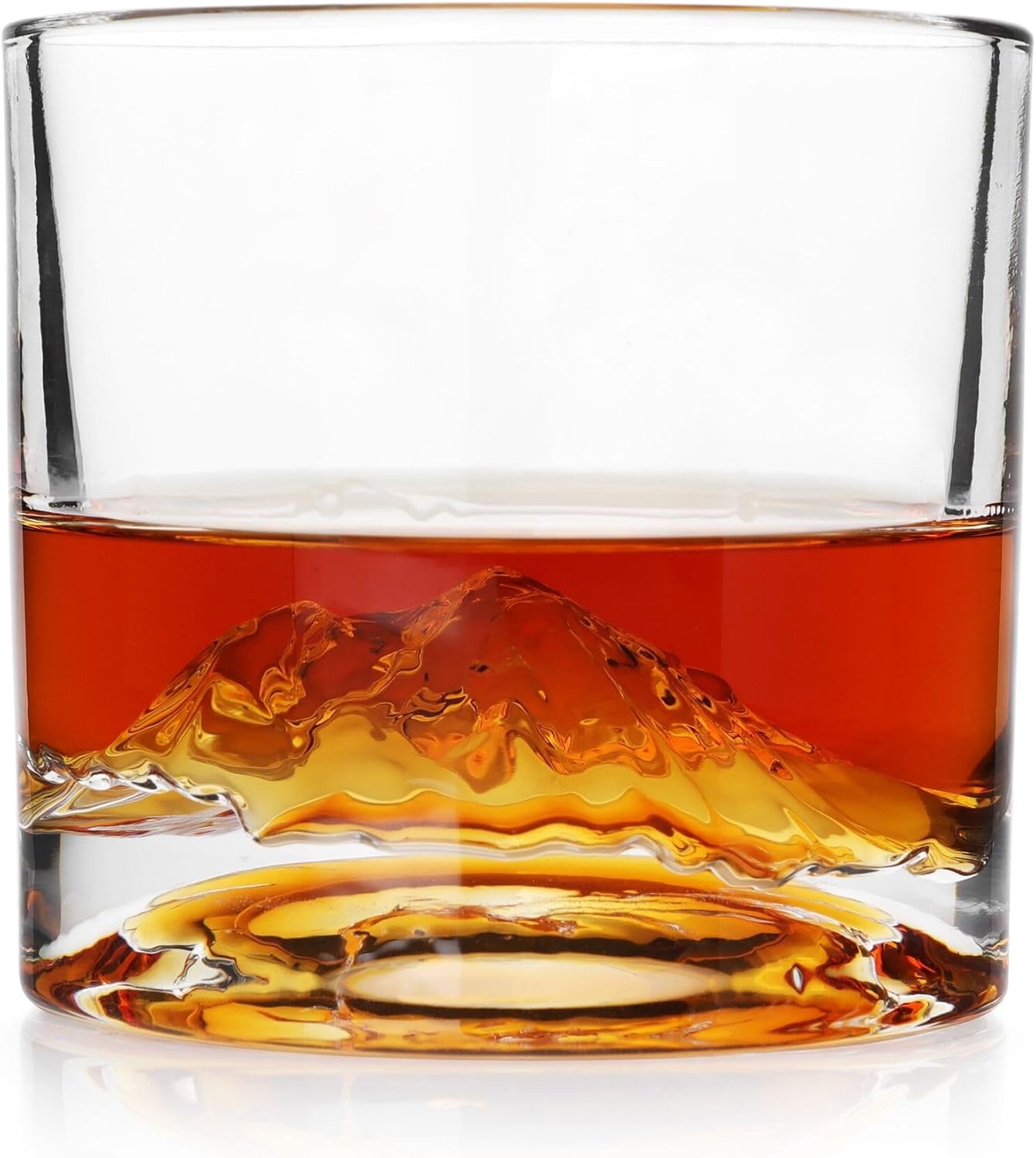 Mount Rainier Heavy Crystal Whiskey Glasses Gift Set of 2, Thick Freezable Bourbon Glass 1lb Each, Premium Whiskey Gifts for Men, Frozen Crystal Chills Cocktails, 10 oz