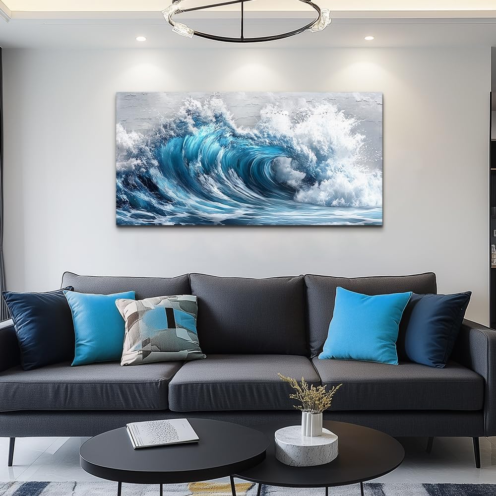 ZUITINGHUA Canvas Wall Art For Living Room Wall Decor For Bedroom Office Wall Decoration Ocean Waves Landscape Painting Black And White Pictures Artwork Room Aesthetic Home Decor 20x40 In