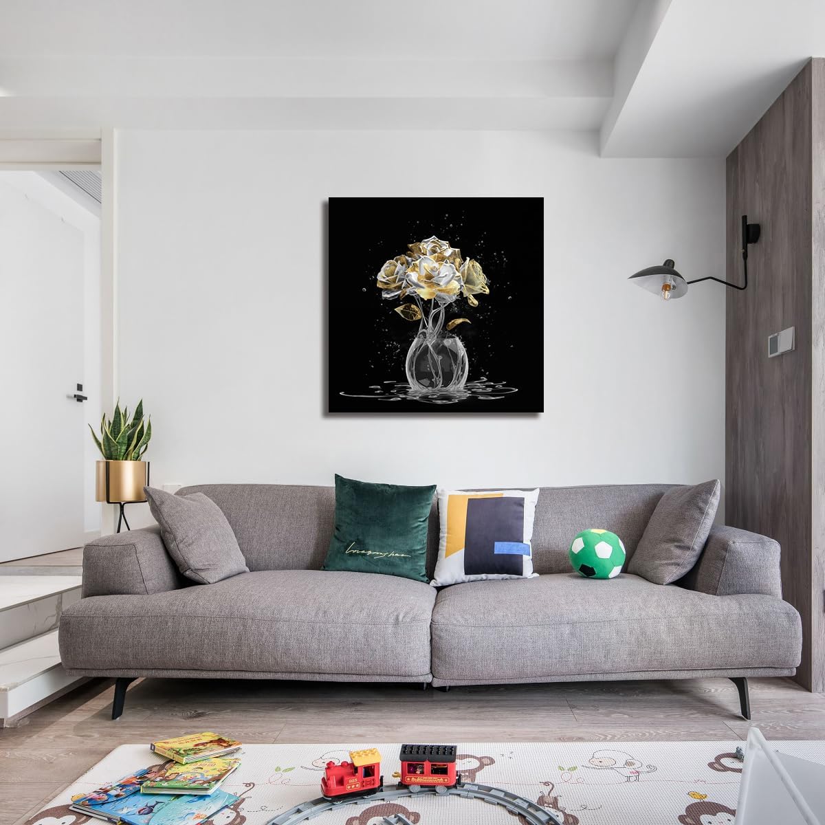 Canvas Wall Art White Flower Wall Art Decor Modern Home Art Decor Wall Art Prints 13 × 13 Inch Aesthetic Art Work for Wall Decor Small Wall Art for Bedroom Bathroom Room Bedroom Decor