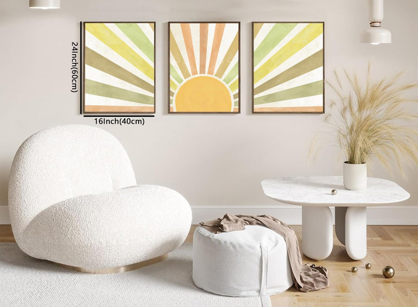 Marllifenney Boho Sun Canvas Wall Art Posters Sun Rising Wall Decor Pictures Sunshine Geometric Line Paintings Prints Home Decor for Living Room Bedroom Office 16x24 Inch Unframed