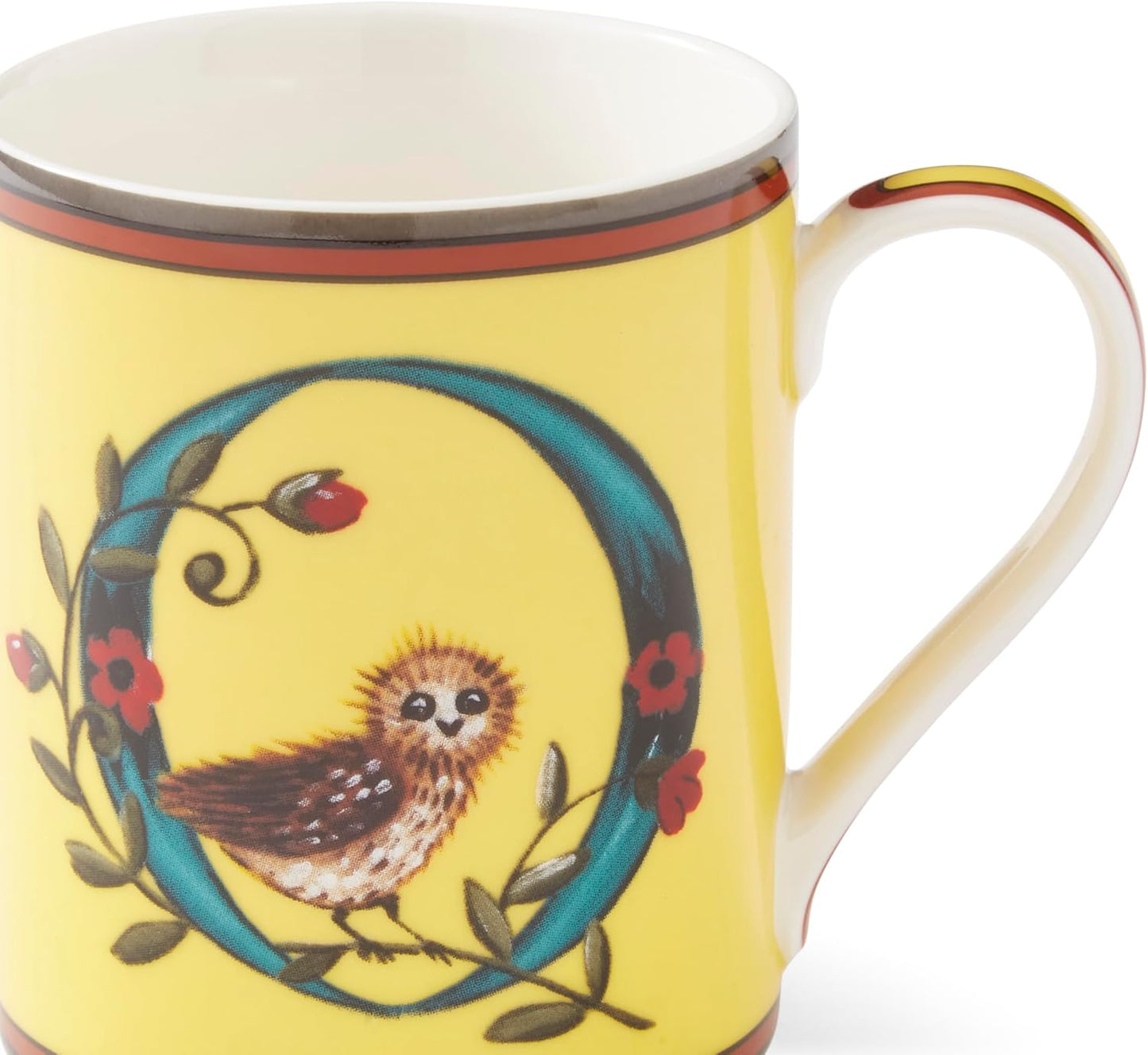 Spode Kit Kemp 12oz Mug, O Initial - Fine China Coffee Cup with Floral Alphabet Design, Custom Letter Mug for Unique Gift Giving - Personalized Kitchen Drinkware, Dishwasher Safe & Stylish