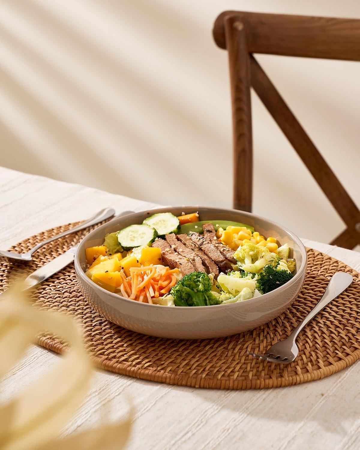 famiware Milkyway 33 oz Bowl Set, Pasta Bowls Set of 6, Salad Bowls Perfect for Your Friend for Housewarming, Thanksgiving, Christmas, Cinnamon Brown