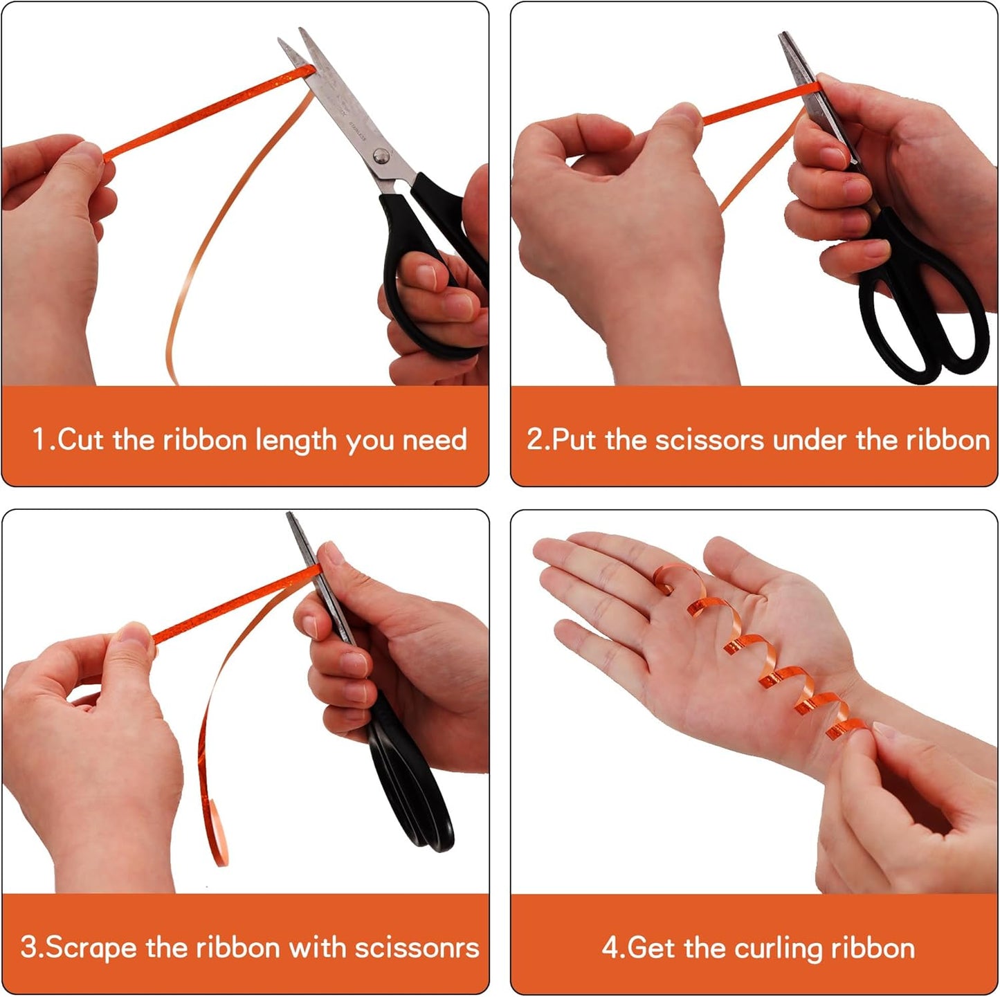 BEISHIDA 500 Yards Orange Ribbon Crimped Curling, Balloon String Shiny Metallic Roll for Gift Wrapping Ribbon Birthday Halloween Fall Harvest Retirement Party Decorations