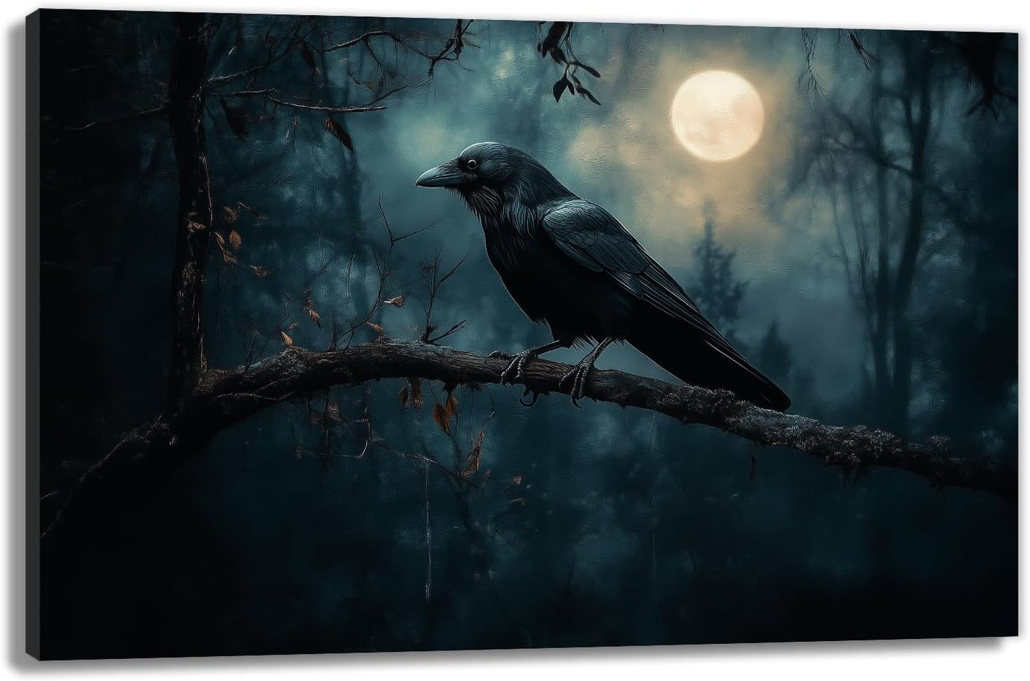 Crow Picture Wall Art Black Crow Canvas Prints Vintage Halloween Decoration Gothic Raven Art Poster Dark Academia Spooky Painting Horror Picture Home Decor(Artwork-2,20"x30")