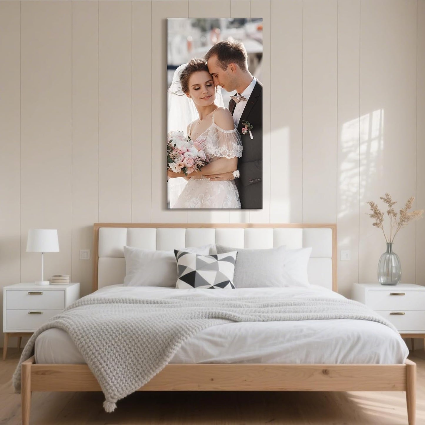 Personalized Custom Canvas Prints with Your Photos & Text, Customized Picture Print, Transform Own Images Into Framed Wall Art Digitally Printed Photo to Canvas, Keepsakes Gifts for Family 20x40’’