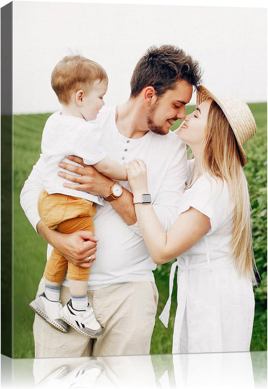 Personalized Custom Canvas Wall Art, Custom Canvas Prints with Your Photos for Living Room, Bedroom, Wedding Pet Baby Family Photo Framed Wall Art, Customized Photo Gift for Family，Friend，Lover，Pet (24L" x 32W")