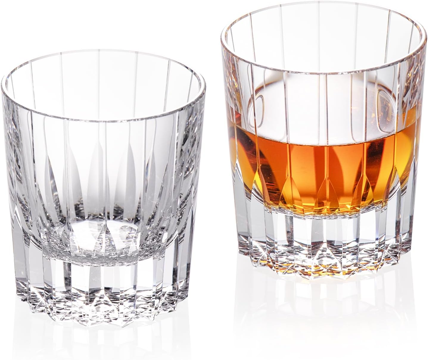 KAMMAK Crystal Whiskey Glasses Set of 2, Handcrafted 7.1oz Old Fashioned Glasses Stemless, Luxury Hand Blown Cocktail Glasses, Scotch Cup for Women, Men Gift for Bourbon Barware, Home Bar