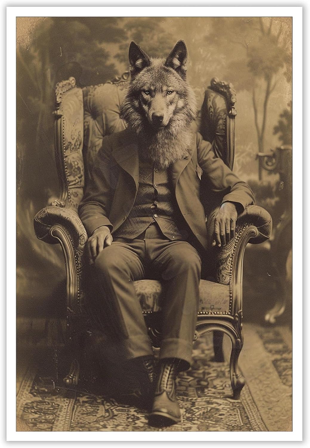 Werewolf Vintage Shoot Art Poster Print Canvas Wall Art Ideal for Dark Academia Gothic Occult Decor Living Room Bedroom Office Posters Decorations Creepy Picture 24X36inch Unframed