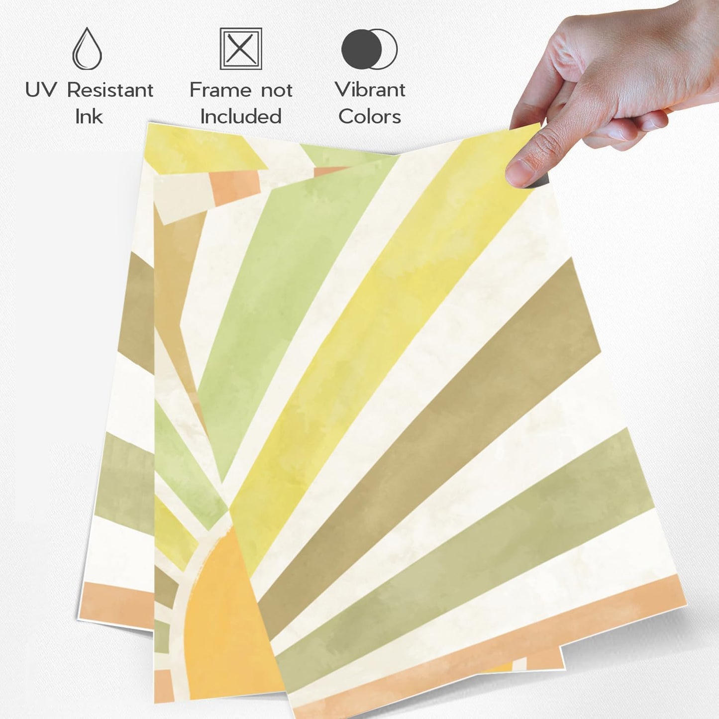 Marllifenney Boho Sun Canvas Wall Art Posters Sun Rising Wall Decor Pictures Sunshine Geometric Line Paintings Prints Home Decor for Living Room Bedroom Office 12x16 Inch Unframed