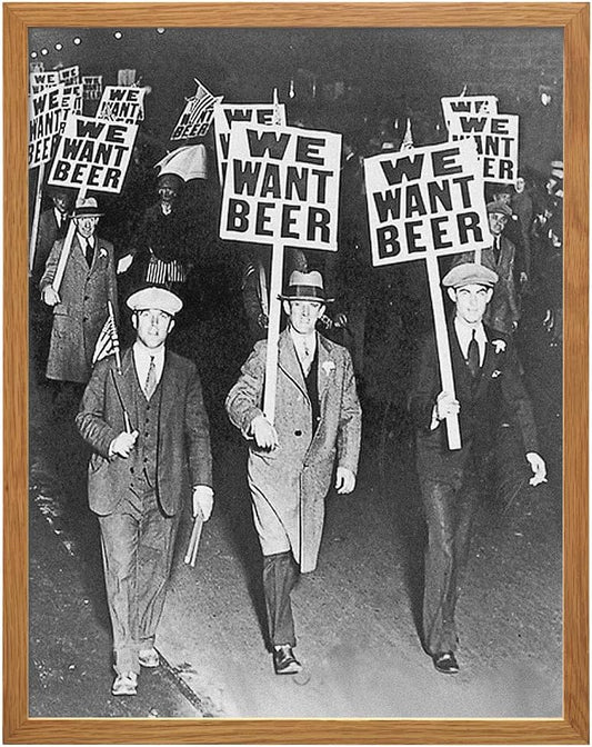 Vintage Prohibition Beer Poster LARGE 11x14 FRAMED - Unique Wall Art Decor for Home, Bar, Cafe - Funny Saying Retro Art Print - Bar Room Decor, Vintage Decorations - Bar Art, Retro Decor, Funny Saying