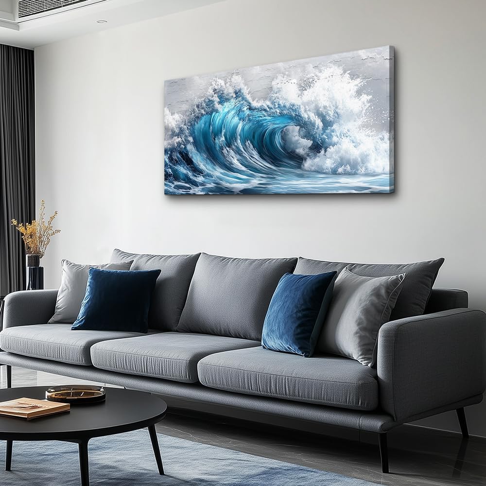 ZUITINGHUA Canvas Wall Art For Living Room Wall Decor For Bedroom Office Wall Decoration Ocean Waves Landscape Painting Black And White Pictures Artwork Room Aesthetic Home Decor 20x40 In