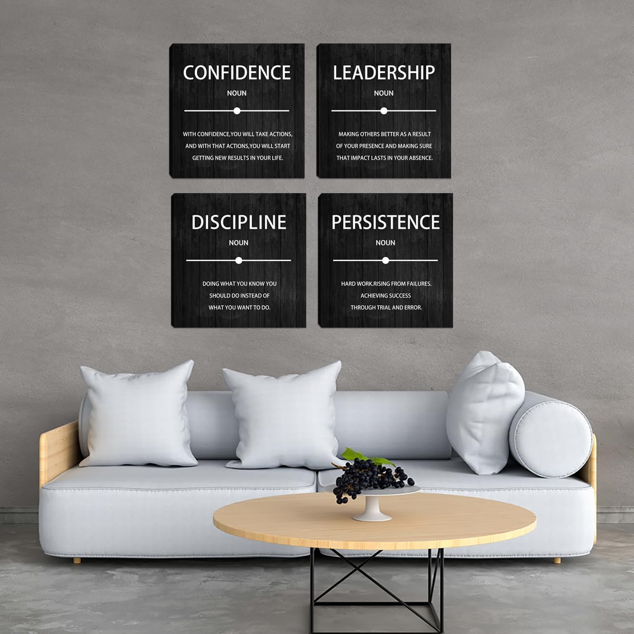 4 Pieces Motivational Wall Art Inspirational Office Quotes Wall Decor Success Quotes Wall Decor Artwork for Living Room Bedroom Home Office Wall Decoration Artwork 12”X12”X4