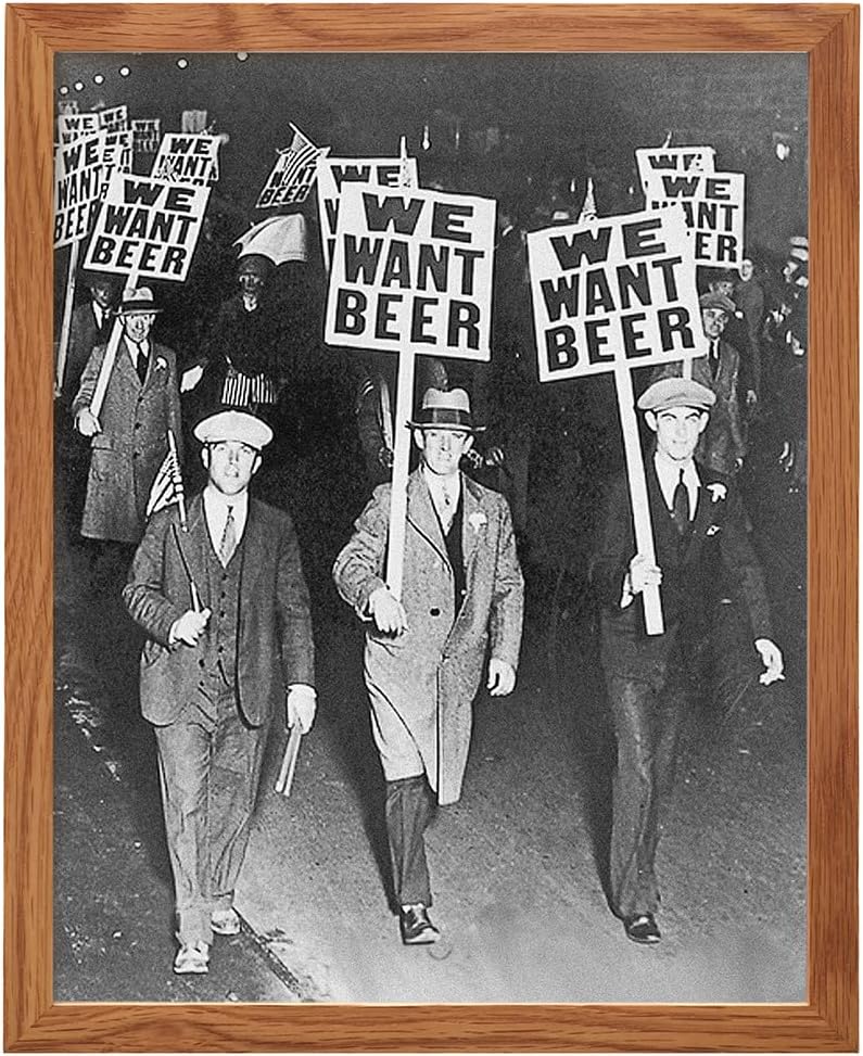 Prohibition We Want Beer Vintage Photo FRAMED - 8x10 Wall Art Decor for Home, Bar, Cafe, Dorm - Unique Funny Gift for Men - Unframed Picture Poster