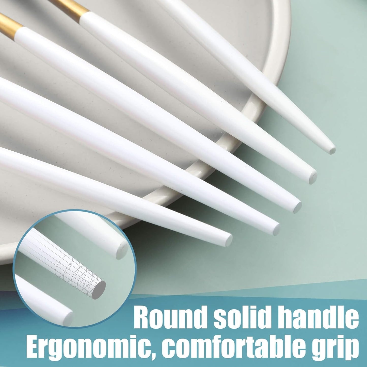 Matte White Gold Silverware Set for 4,Modern Stainless Steel Brushed Cutlery Set,20-Pieces Heavy Duty Flatware Set,Knives Spoons and Forks Set Utensils Set, Satin Finish, Dishwasher Safe