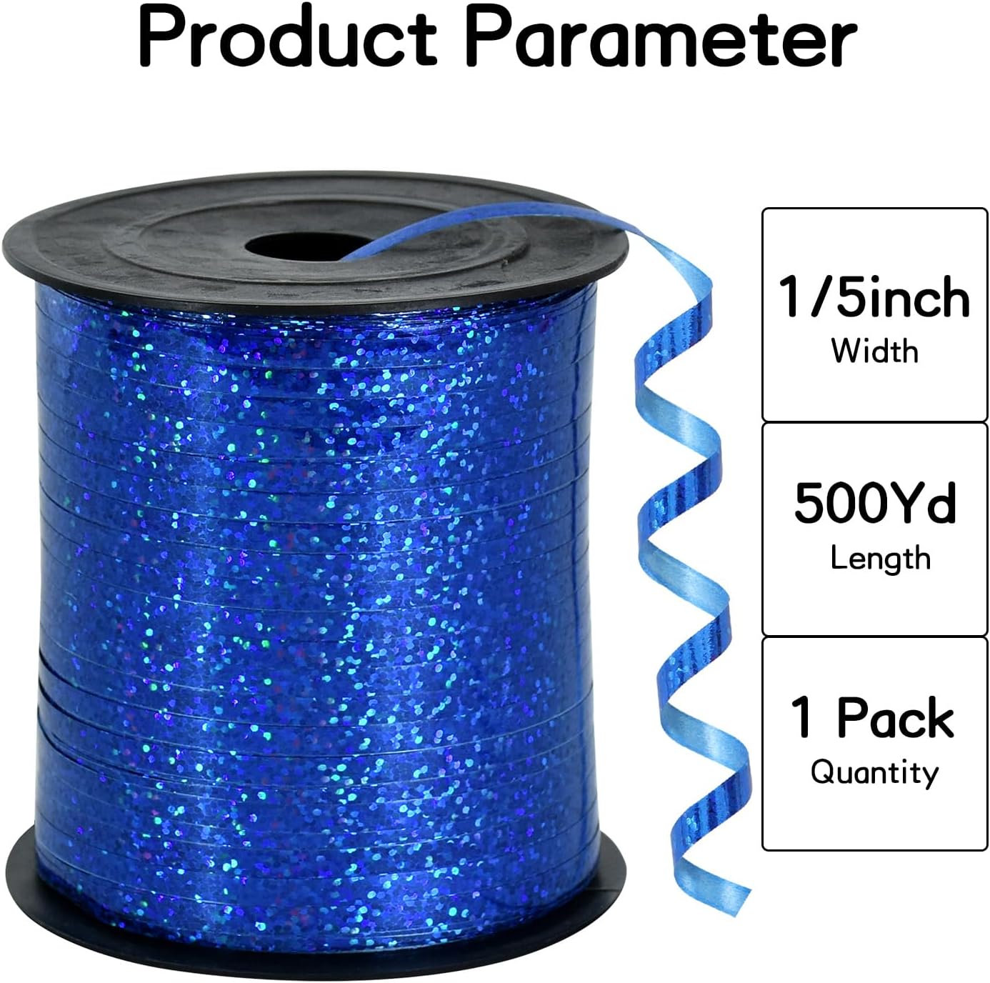 BEISHIDA 500 Yards Blue Crimped Curling Ribbon Balloon String, Shiny Metallic Ribbon Roll for Gift Wrapping for Birthday Party Festival Art Craft Decor Florist Flowers Decoration