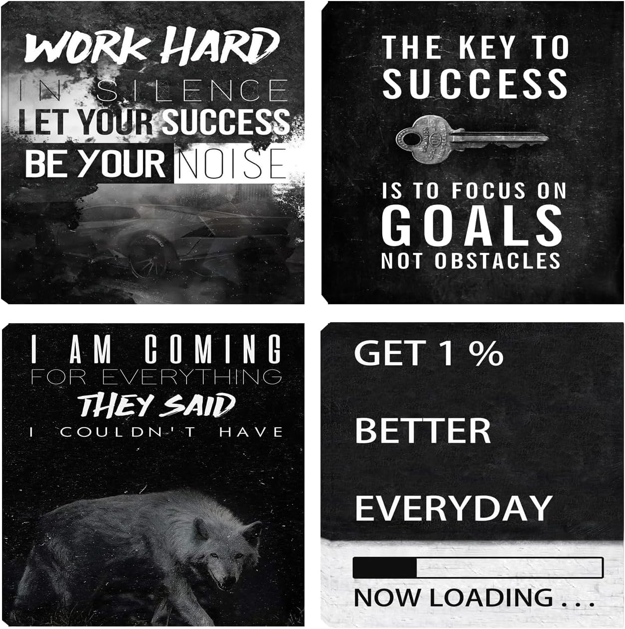 Inspirational Canvas Wall Art, Quotes Motivational Wall Decor Print Pictures for Office Wall Decor, Poster Framed Artwork for Women Men Home Bedroom Living Room Decor Decoration 16”X16”X4