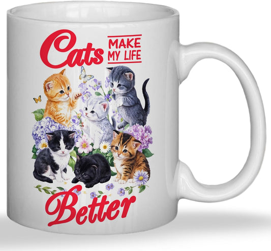 JINYO Cat Coffee Mugs, Cat Coffee Mugs For Cat Lovers,Cat Mom Cup,Cat Mom Mug,Cat Mugs For Cat Lovers Women, Cat Gifts for Cat Lovers Women Girls, Cat Lover Coffee Mug, Cat Lover Gift, Cat Cups, 11oz