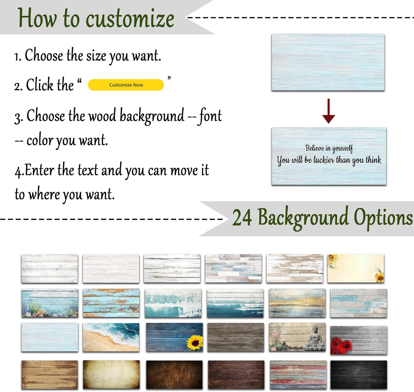 CHAOSETKEN Custom Text Sign Wall Art Personalized Family Quote Wall Decor Family Sign Canvas Prints Customized Wood Text Quote Pictures Rustic Farmhouse Decor Framed (32L x 8W)