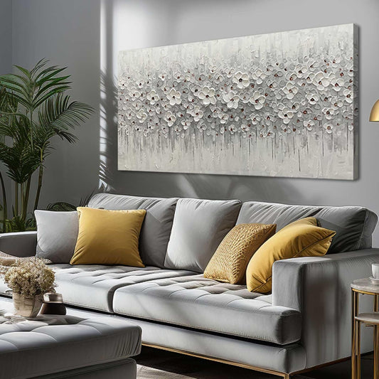 SDYA White Flowers Canvas Art Hanging Decor Botanical Wall Decoration for Living Room Bedroom Oil Painting Contemporary Artwork for office 24x48 Inch