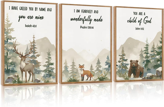 HPNIUB Bible Verses Canvas for Kids, You are A Child of God Scripture Wall Art, Jungle Animals Christian Religious Wall Decor, Ready to Hang for Nursery, Classroom, Bedroom, Playroom- 16"x24"x3