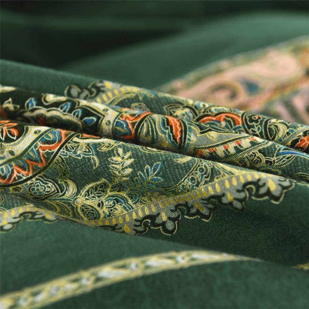 ABREEZE Bohemian Vintage Full Size Floral Cotton Bedding Set 3Pcs Duvet Cover Set Boho Green Paisley 100% Egyptian Brushed Cotton Reversible Home Bedding Collection
