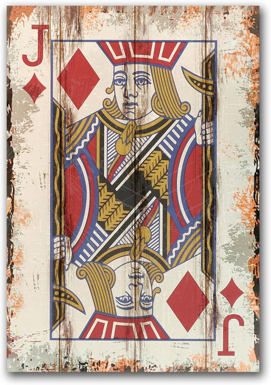 TREEPERI Poker Canvas Wall Art Print Jack of Diamonds Game Room Wall Art Print Wall Decor Prints Poster With Framed