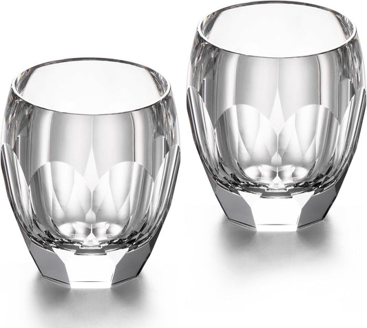 KAMMAK Crystal Whiskey Glasses Set of 2, Luxury 7.44oz Old Fashioned Glasses Stemless, Handcrafted Cocktail Glasses, Hand Blown Scotch Cup for Women, Men Gift for Bourbon Barware, Home Bar