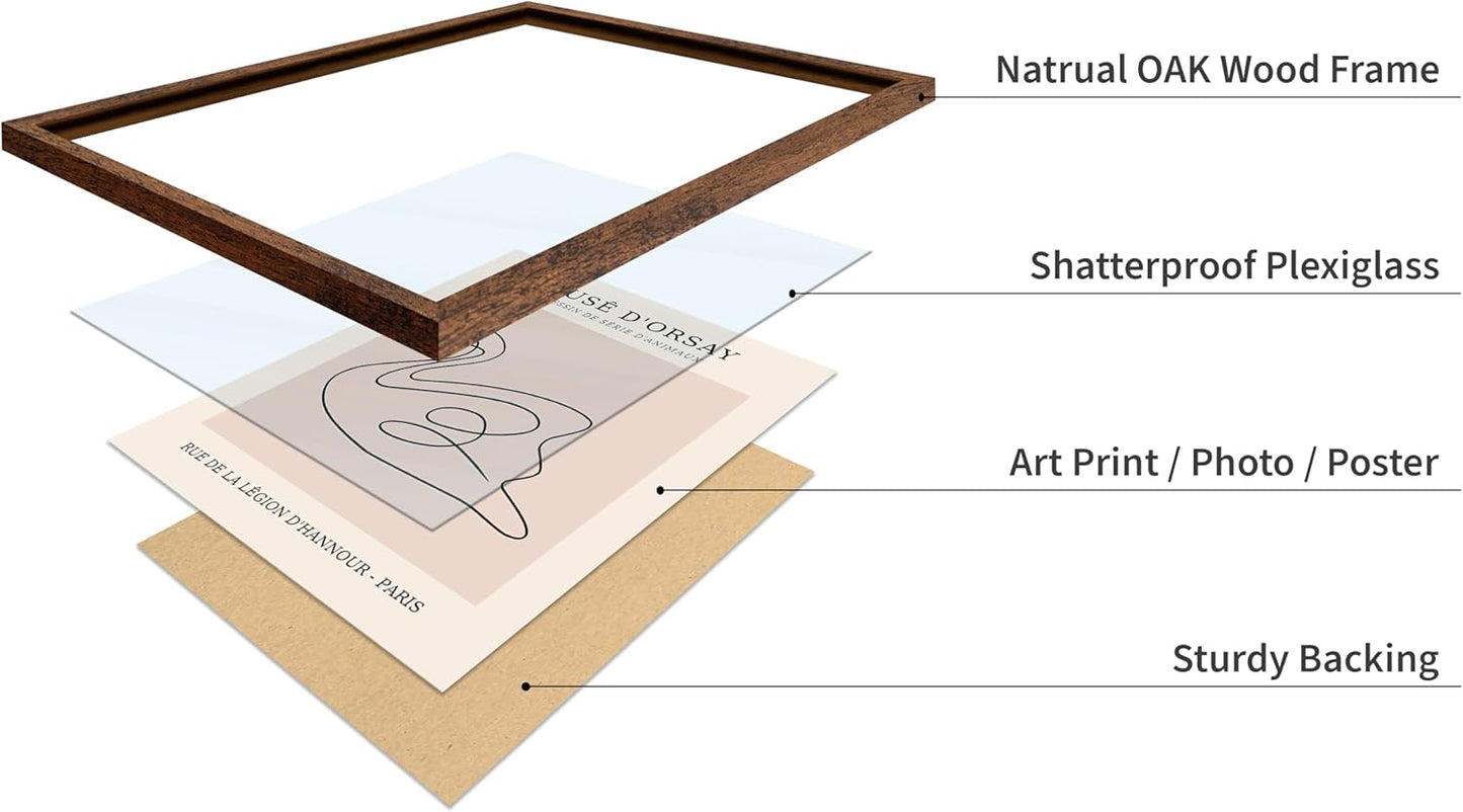 Poster Master Vintage Poster - Retro One Line Swan Drawing Print - Swan Art - Bird Art - Minimal Gift for Her, Animal Lover - Abstract Decor for Home, Office, Bedroom, 16x20 Brown Framed
